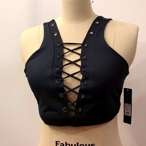 Fashion Nova Sports Bra NWT Sz Large Black